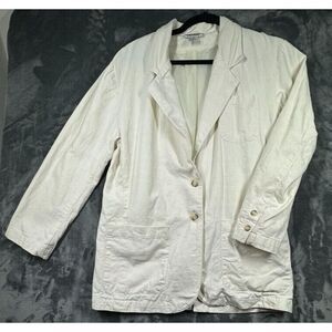 Vintage Bugle Boy Classics Blazer White Womens Medium Linen/Cotton Double Button